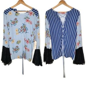 Scrapbook Bell Sleeve Blouse Size M